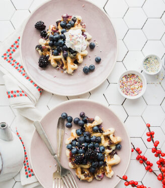 Two Pancakes With Blueberry On Top